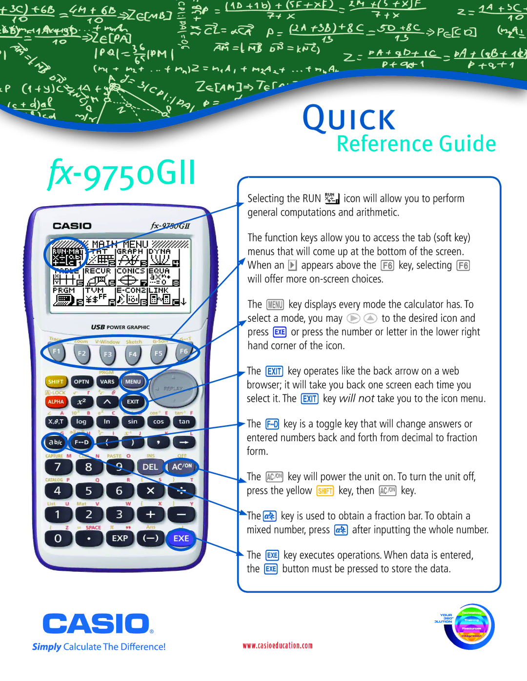 Casio FX-9750GII manual Quick 