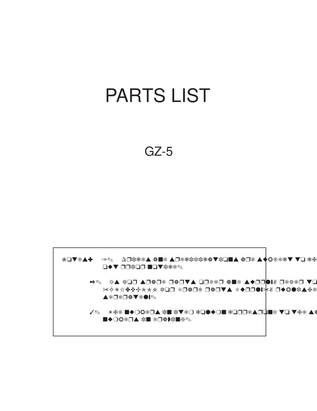 Casio GZ-5 manual Parts List 