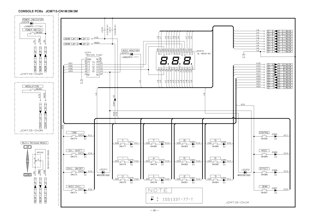 Casio GZ-500 manual Console PCBs JCM715-CN1M/2M/3M 