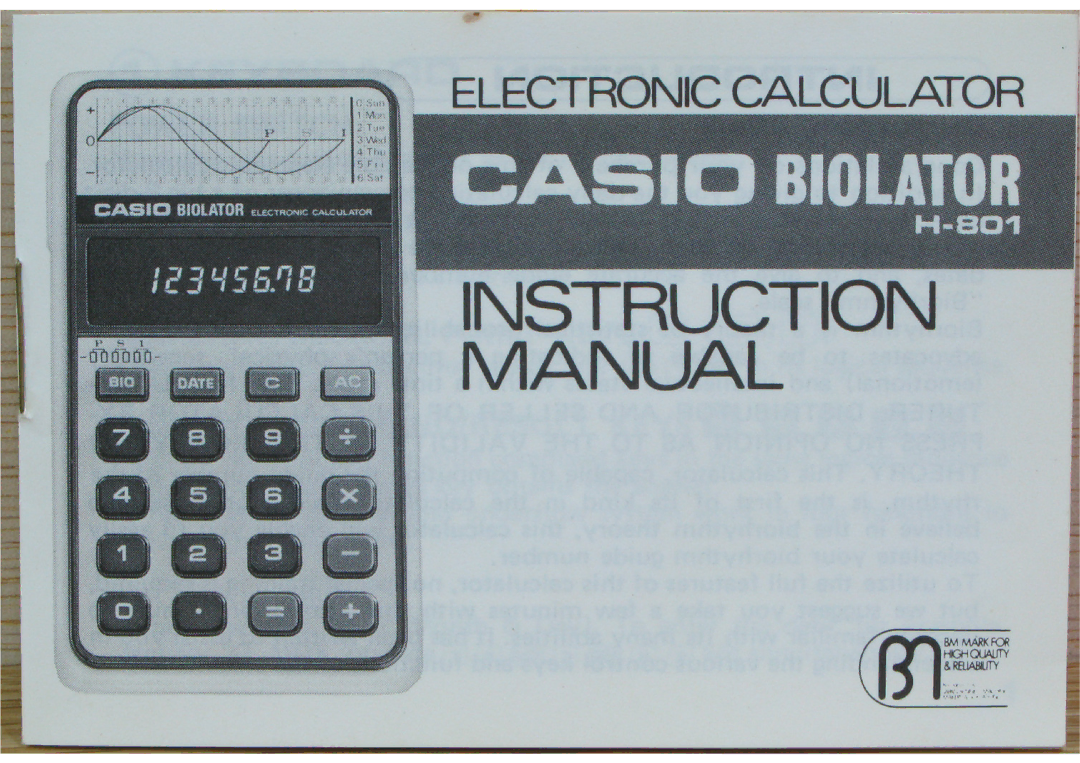 Casio H-801 manual 