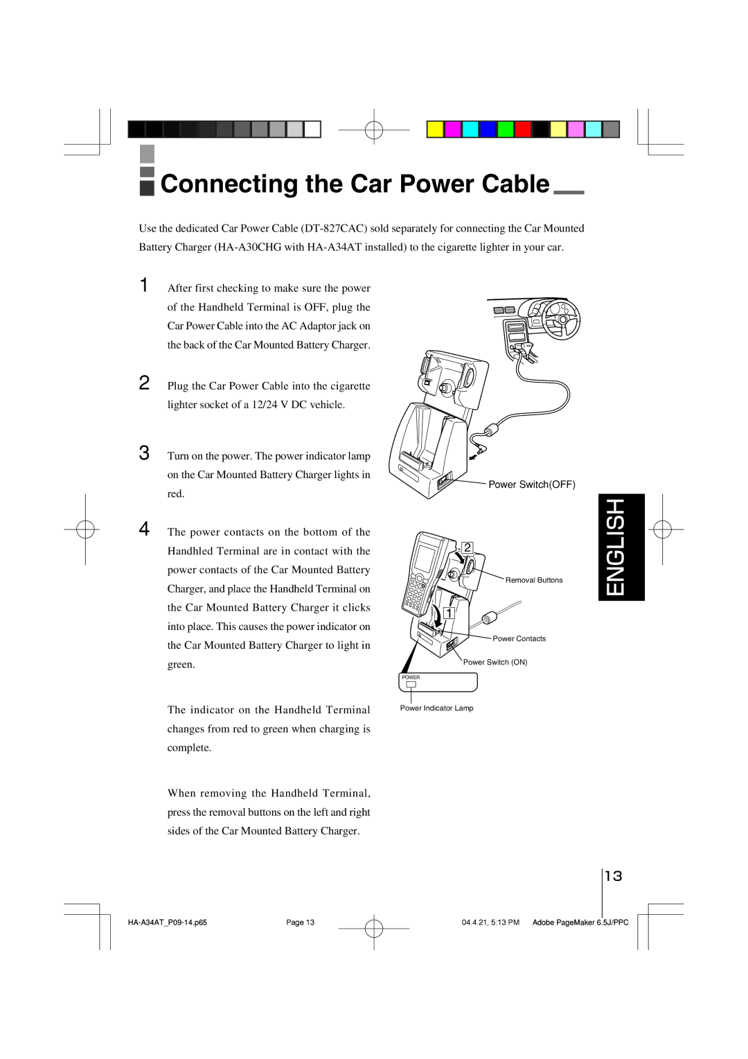 Casio HA-A34AT manual Connecting the Car Power Cable 