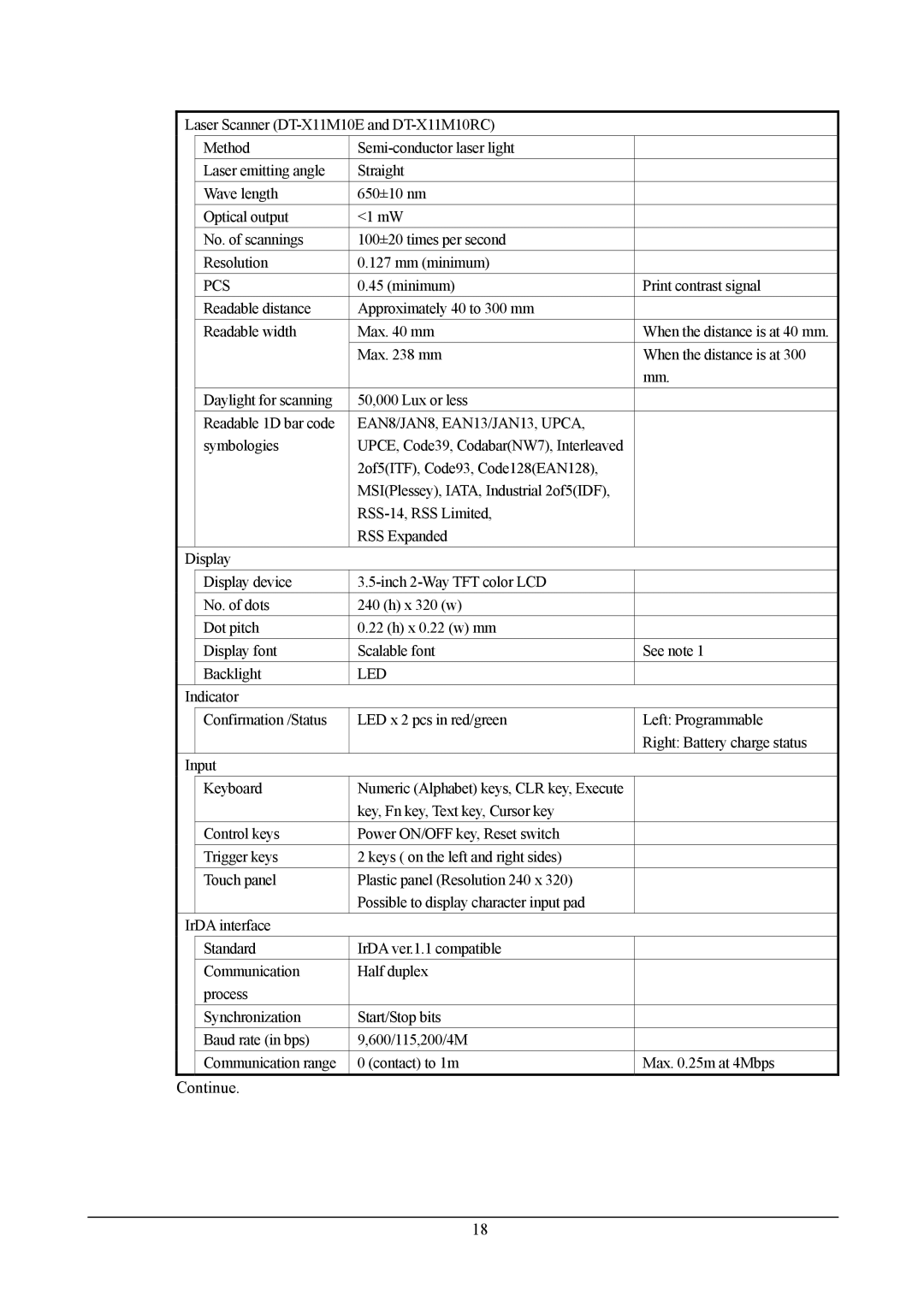 Casio handheld terminals, DT-X11 Series manual EAN8/JAN8, EAN13/JAN13, Upca 