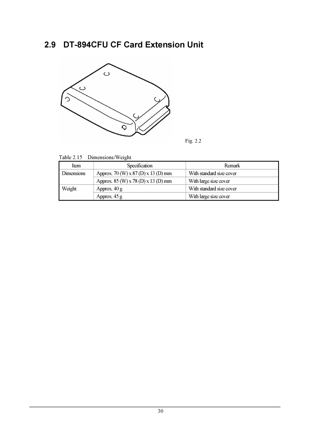 Casio handheld terminals, DT-X11 Series manual DT-894CFU CF Card Extension Unit 