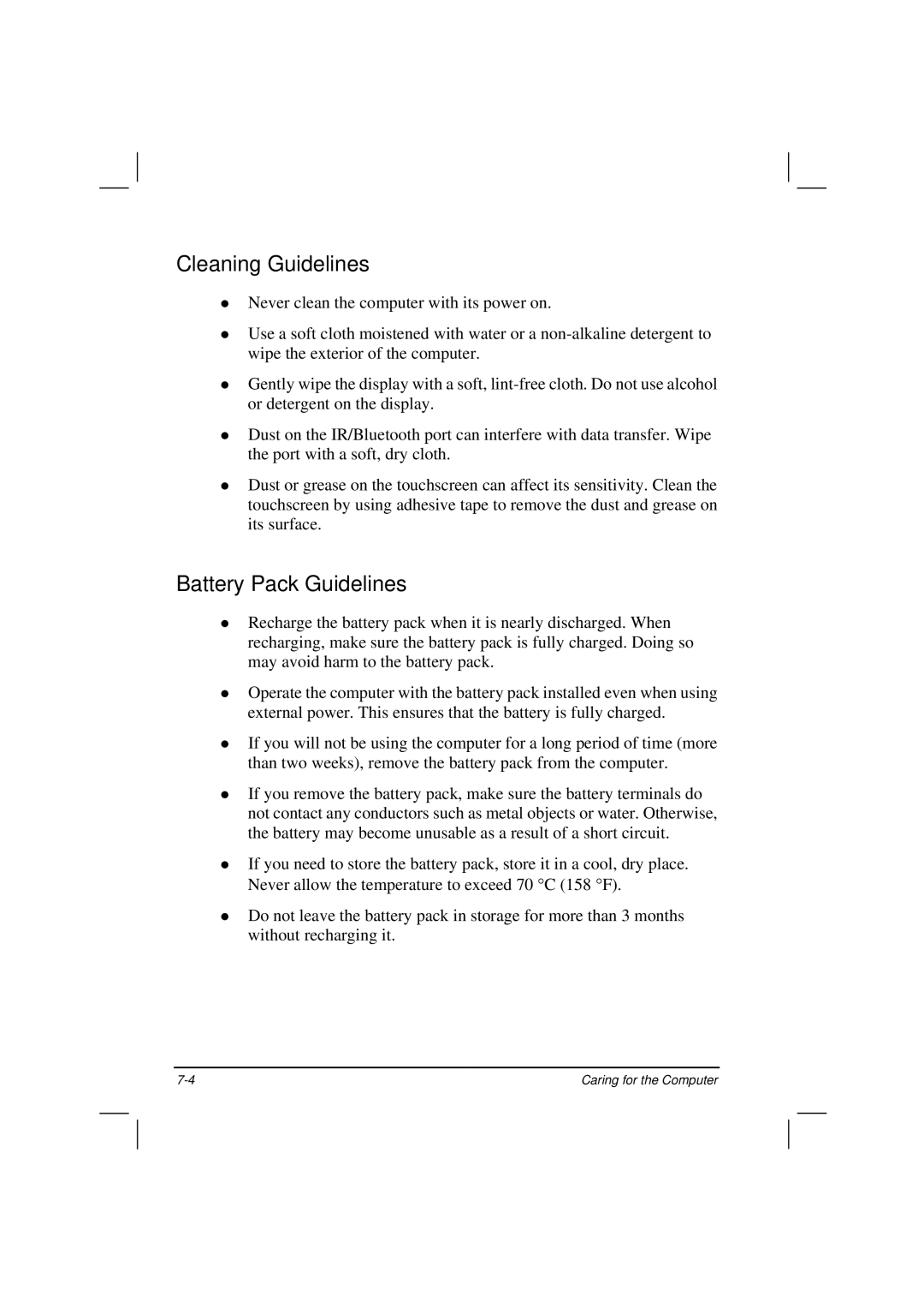 Casio HK1223 owner manual Cleaning Guidelines, Battery Pack Guidelines 