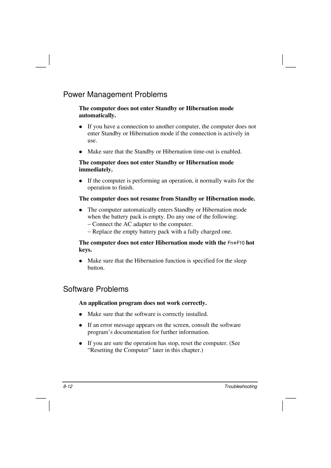 Casio HK1223 owner manual Power Management Problems, Software Problems 