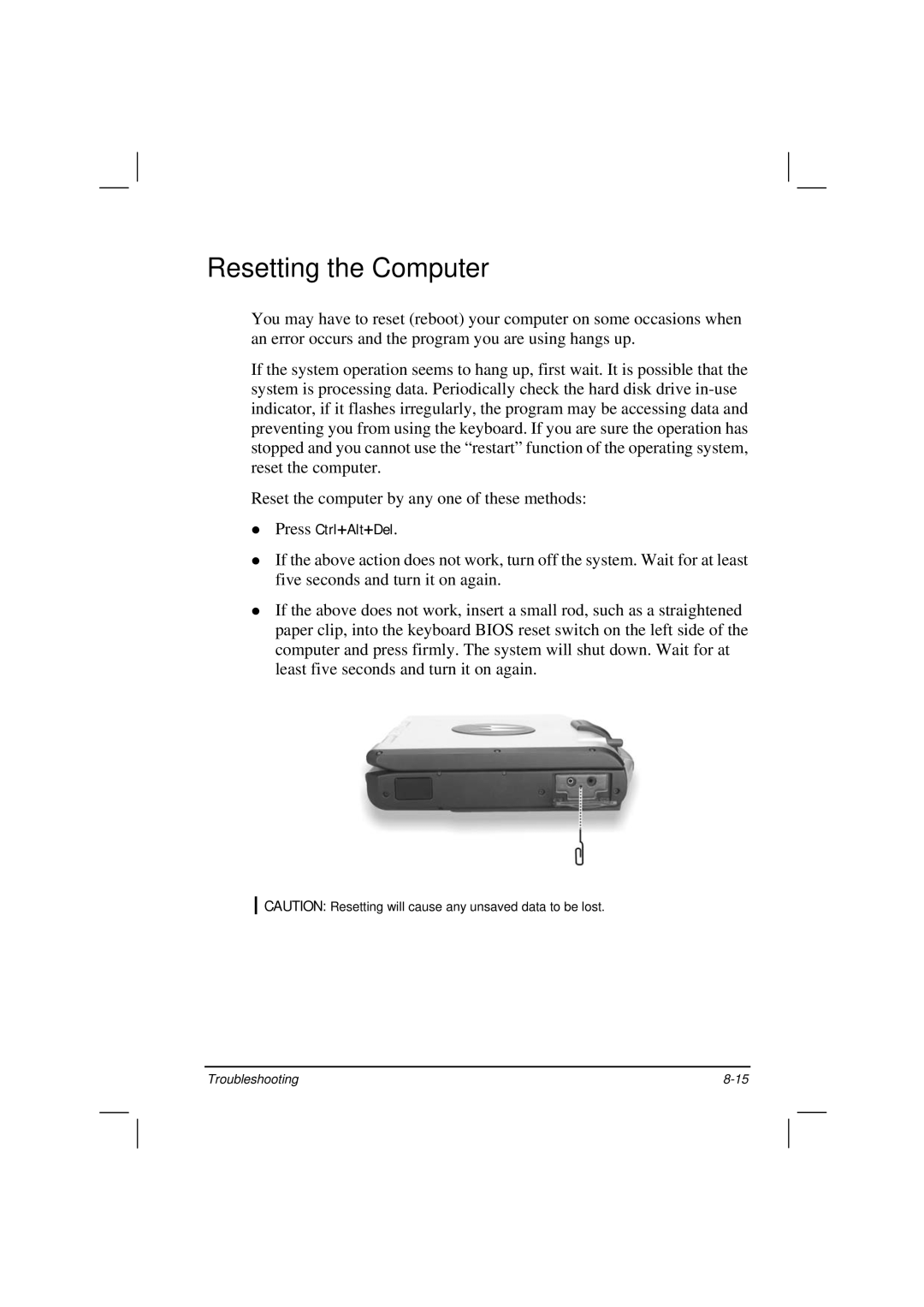 Casio HK1223 owner manual Resetting the Computer 