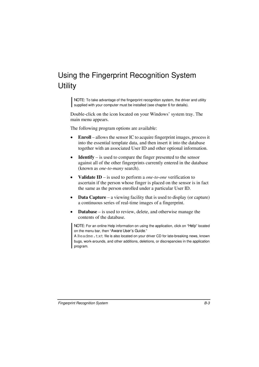 Casio HK1223 owner manual Using the Fingerprint Recognition System Utility 