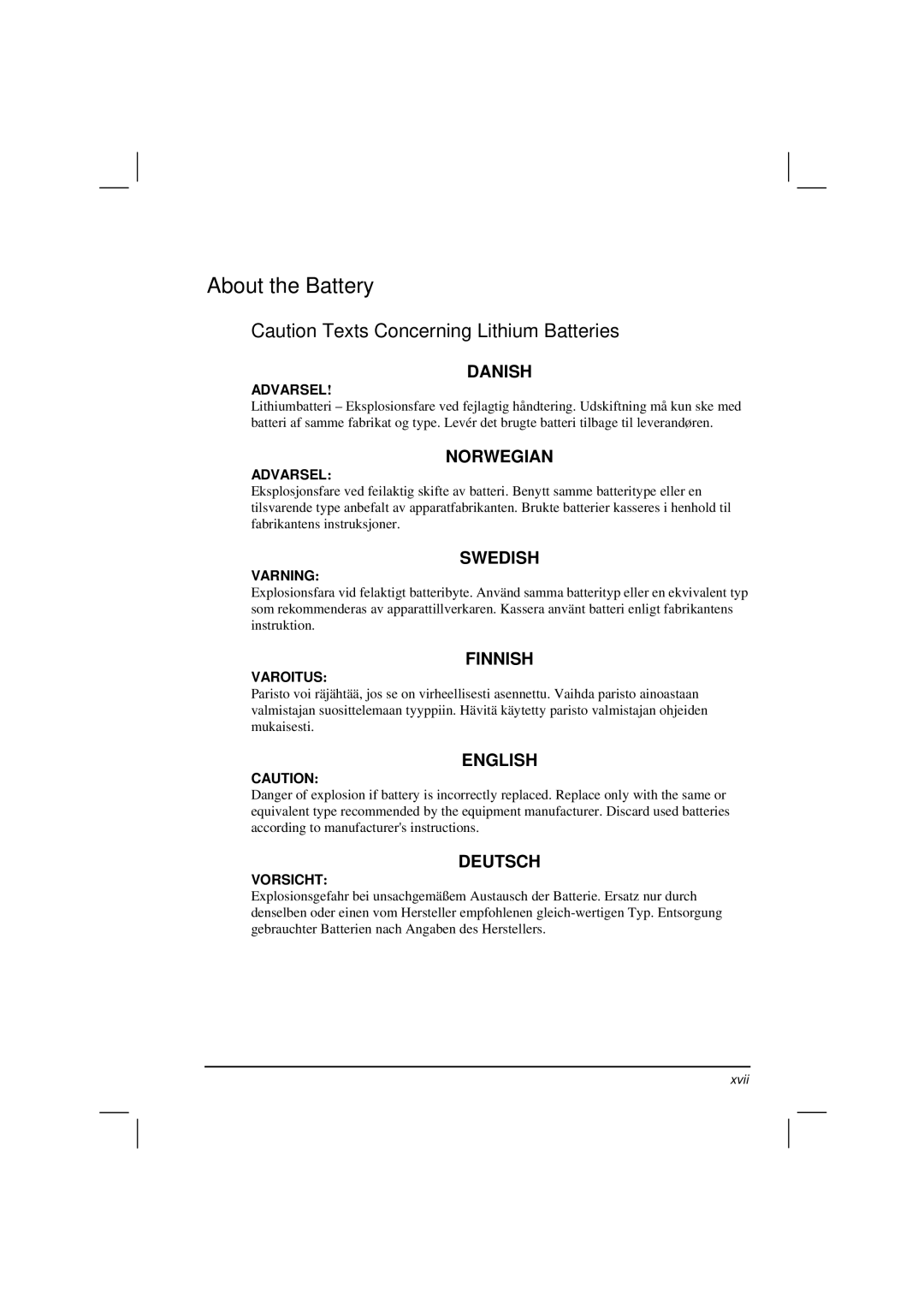 Casio HK1223 owner manual About the Battery, Danish 