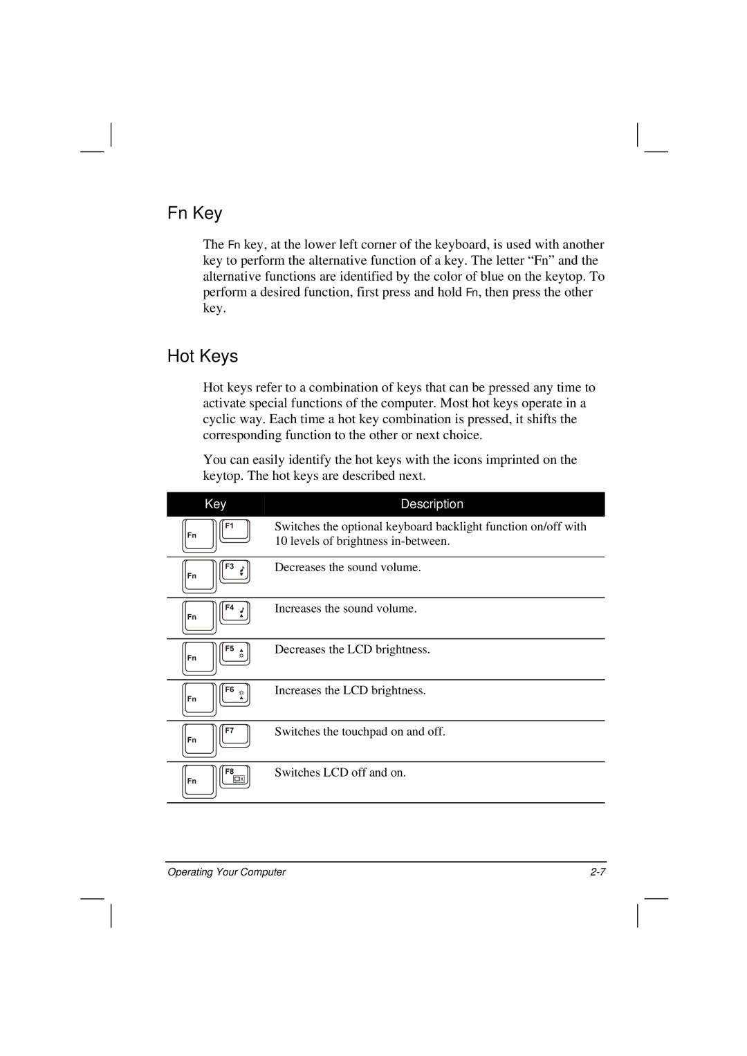 Casio HK1223 owner manual Fn Key, Hot Keys 