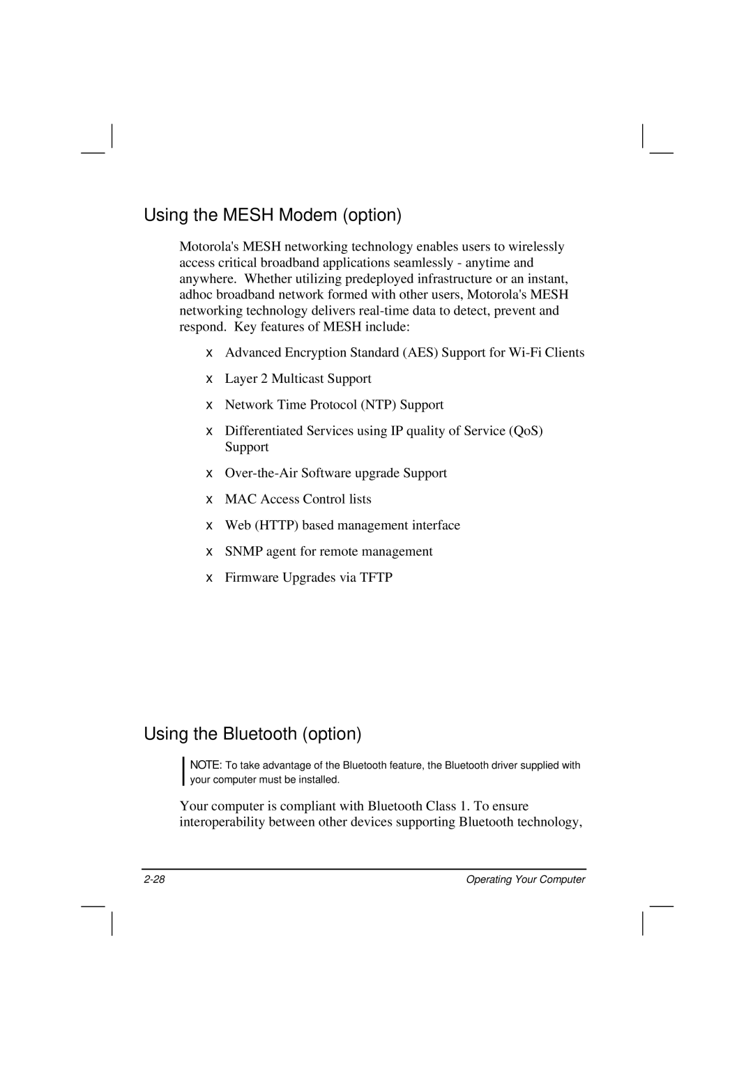 Casio HK1223 owner manual Using the Mesh Modem option, Using the Bluetooth option 