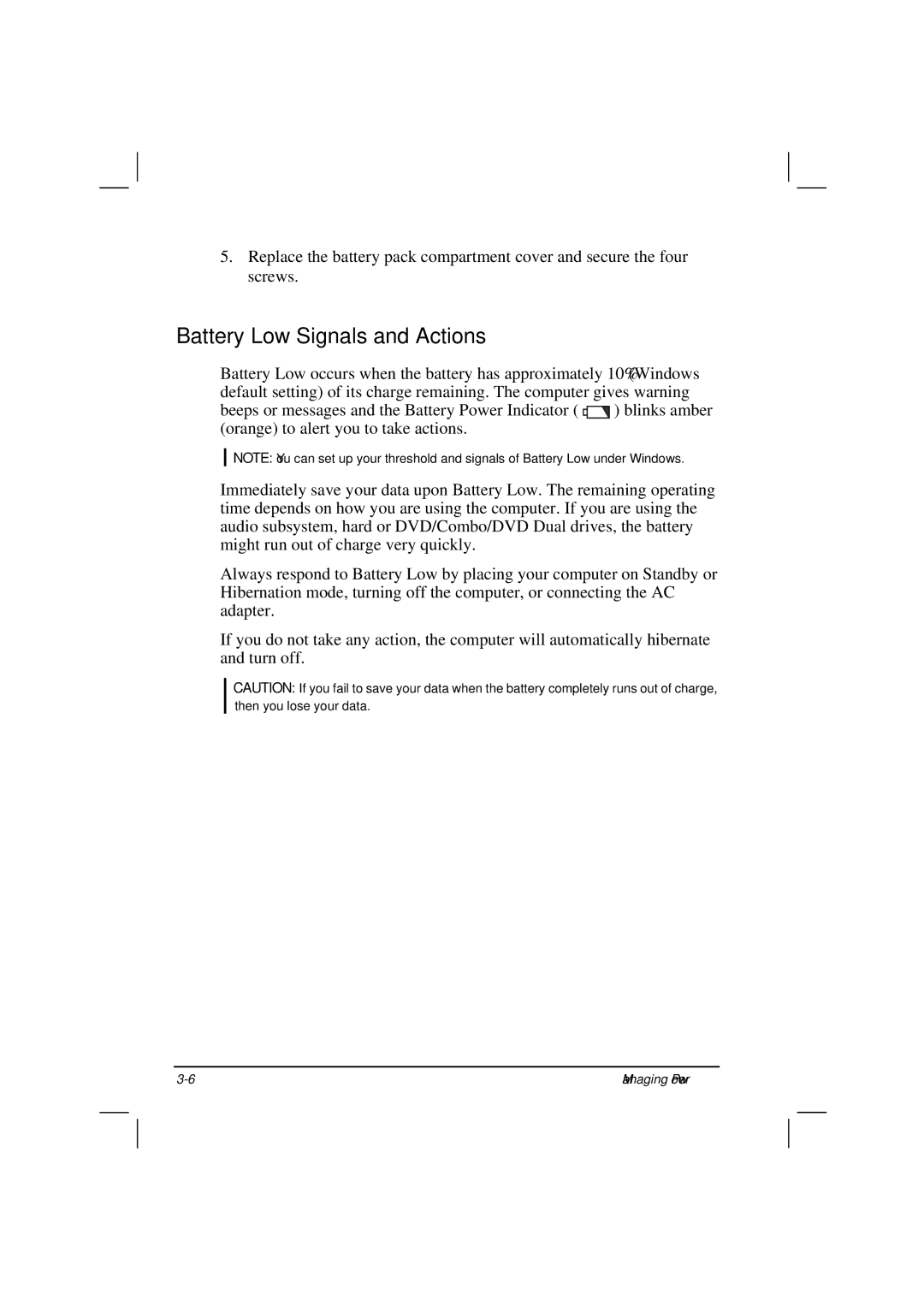 Casio HK1223 owner manual Battery Low Signals and Actions 