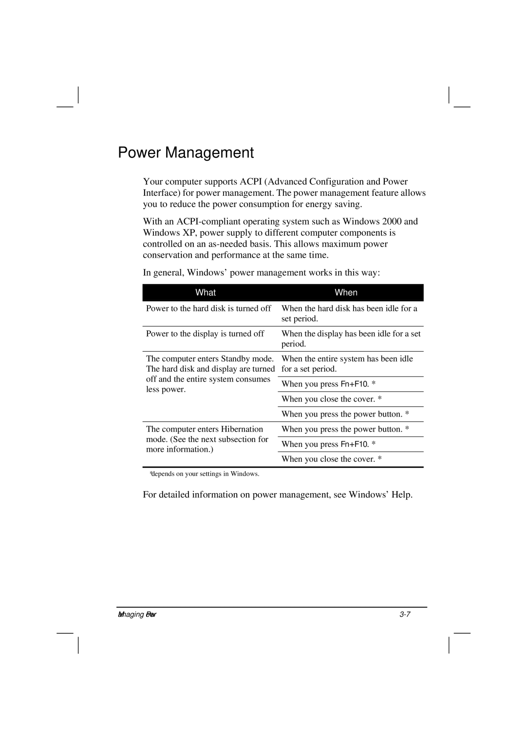 Casio HK1223 owner manual Power Management, What… When… 