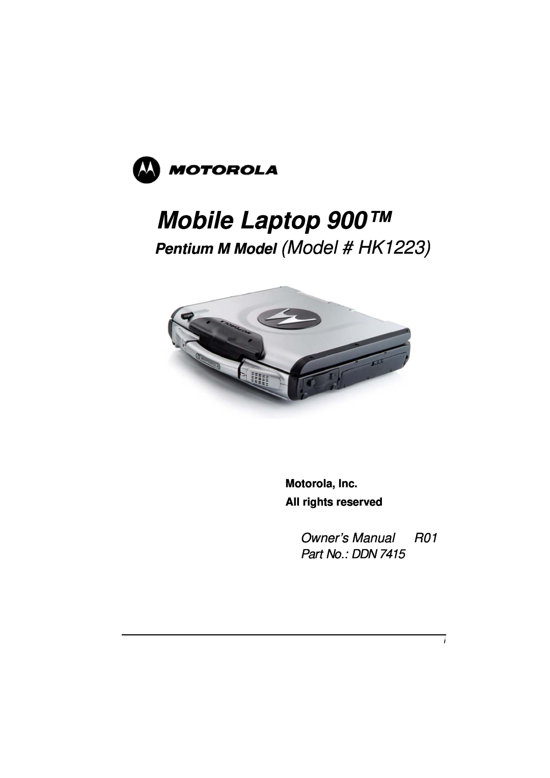 Casio owner manual Mobile Laptop, Motorola, Inc All rights reserved, Pentium M Model Model # HK1223, Part No. DDN 