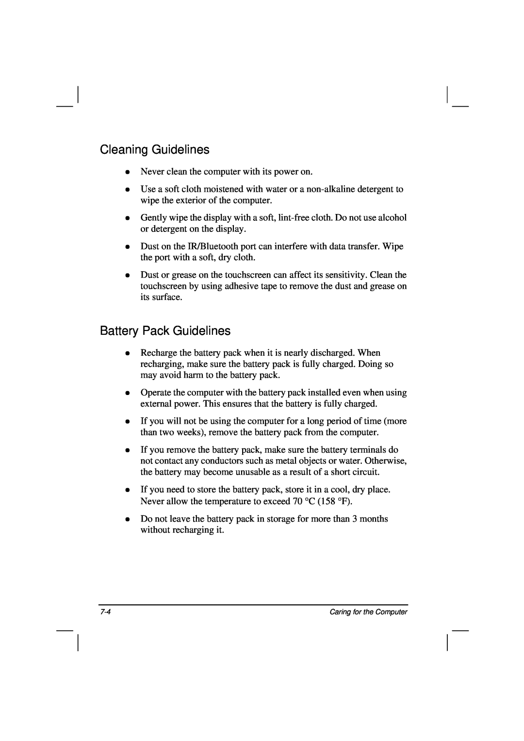 Casio HK1223 owner manual Cleaning Guidelines, Battery Pack Guidelines 