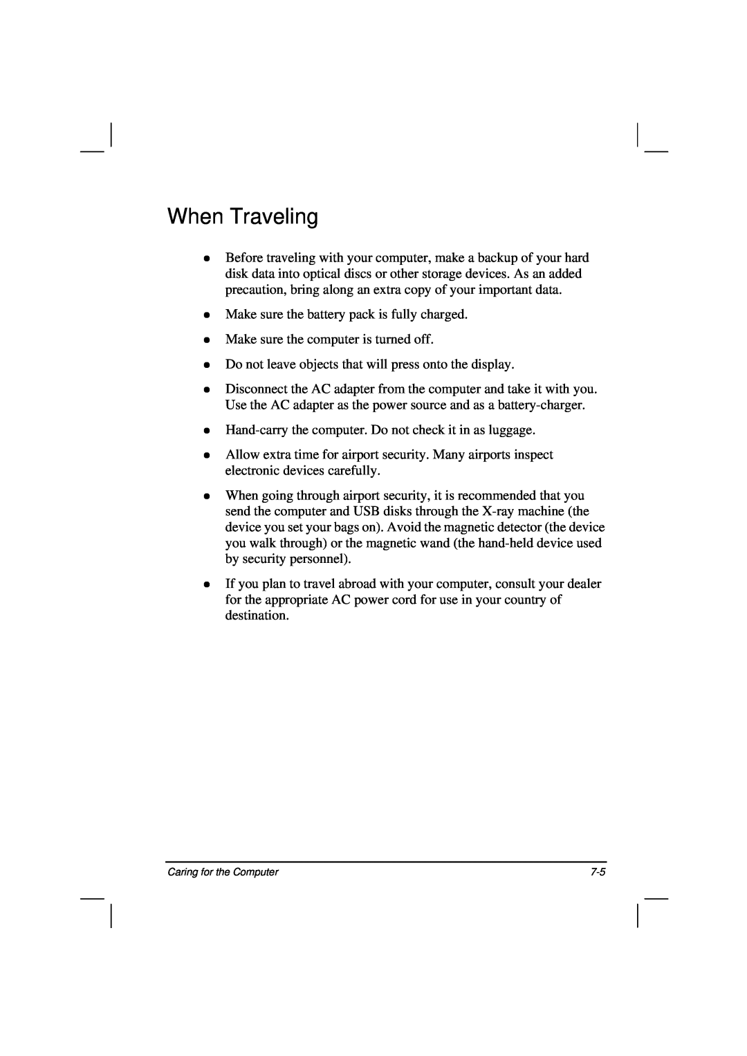 Casio HK1223 owner manual When Traveling 