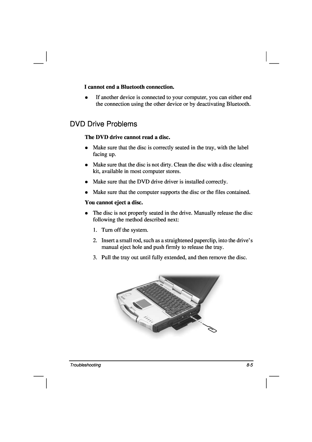 Casio HK1223 owner manual DVD Drive Problems, I cannot end a Bluetooth connection, The DVD drive cannot read a disc 