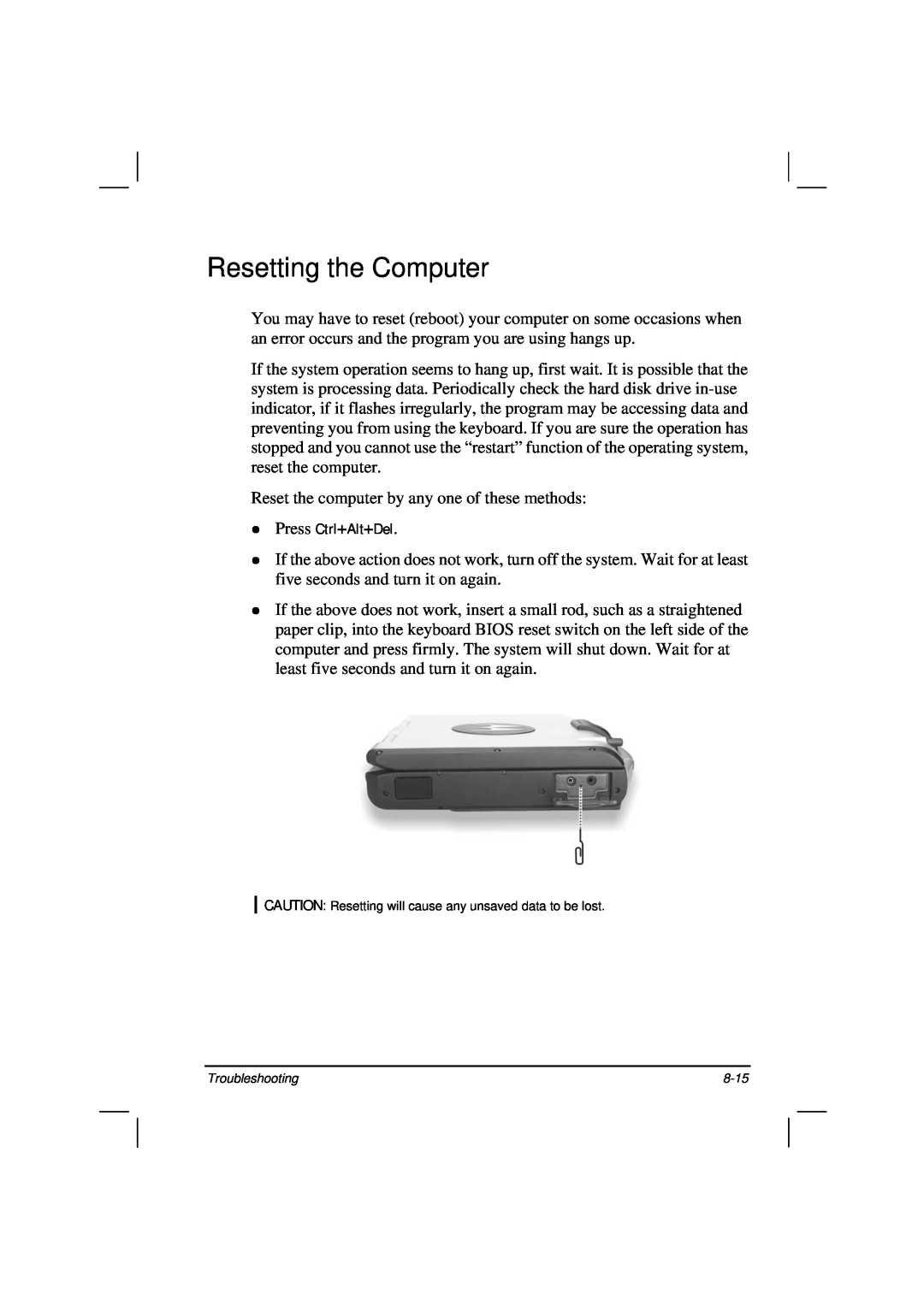 Casio HK1223 owner manual Resetting the Computer 