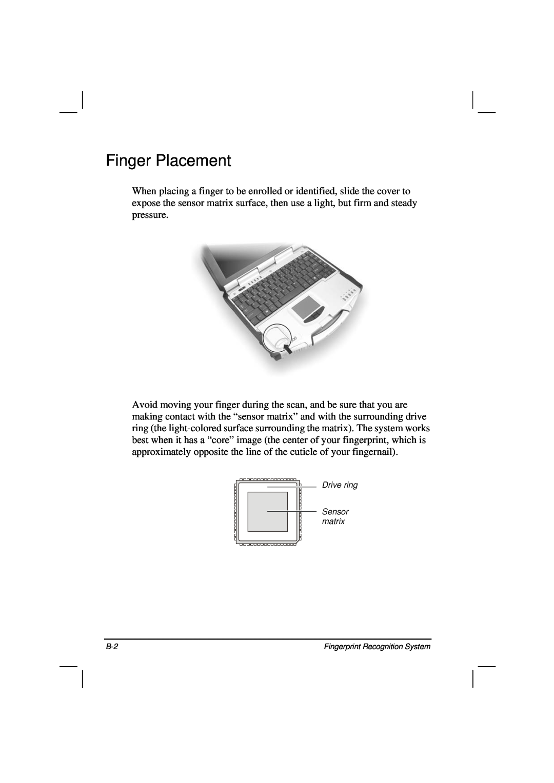 Casio HK1223 owner manual Finger Placement, Fingerprint Recognition System 