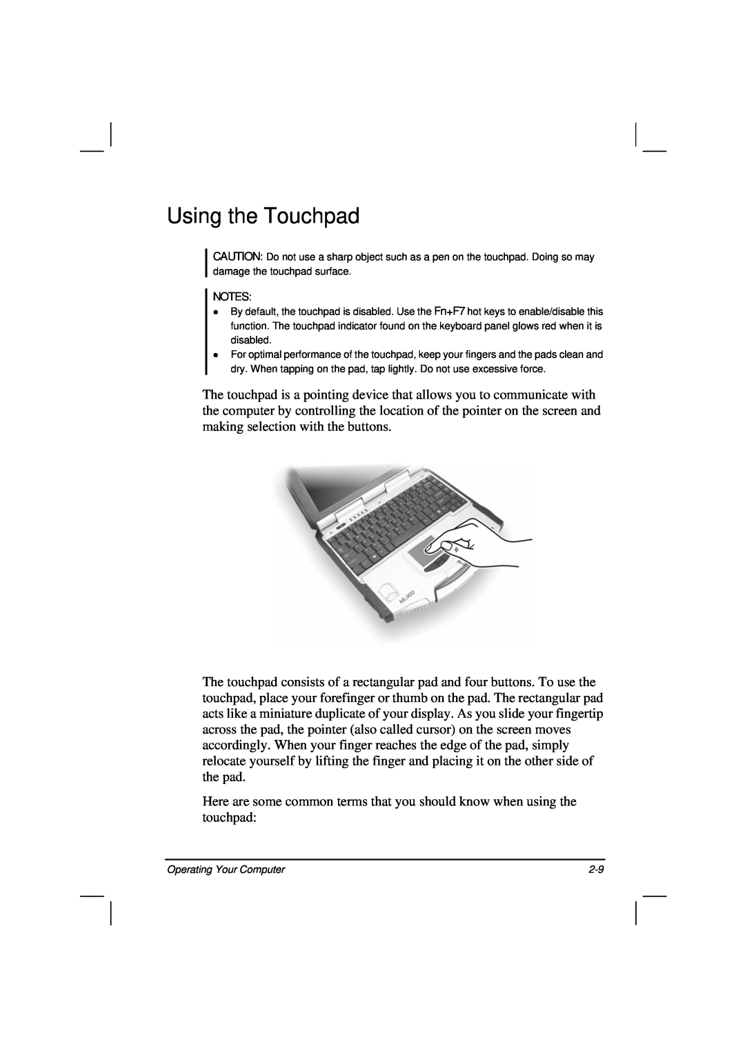 Casio HK1223 owner manual Using the Touchpad 