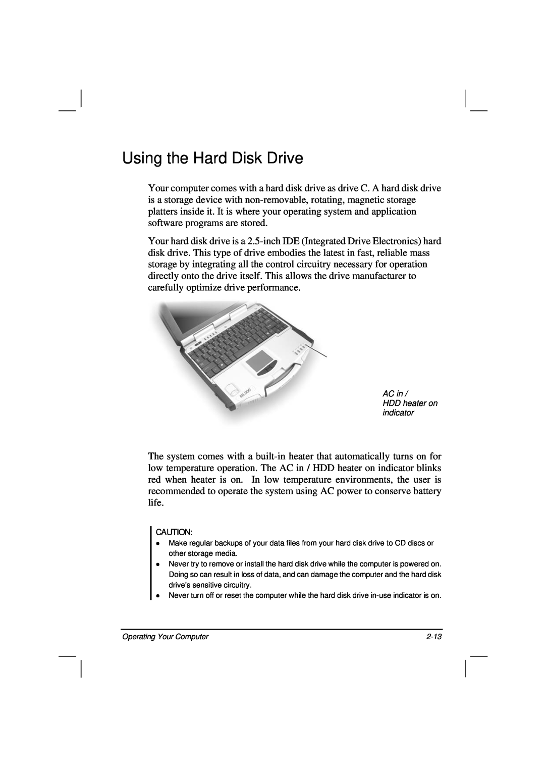 Casio HK1223 owner manual Using the Hard Disk Drive, AC in HDD heater on indicator 