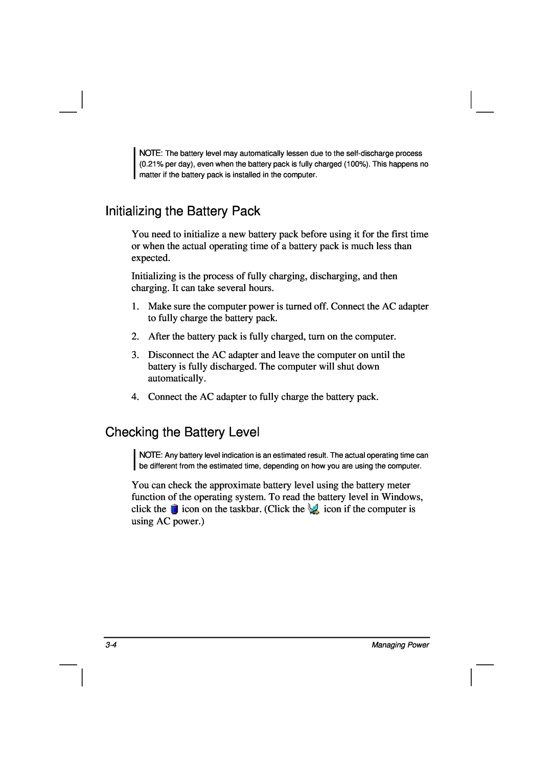 Casio HK1223 owner manual Initializing the Battery Pack, Checking the Battery Level 