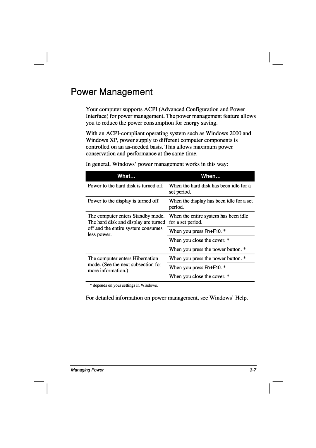 Casio HK1223 owner manual Power Management 