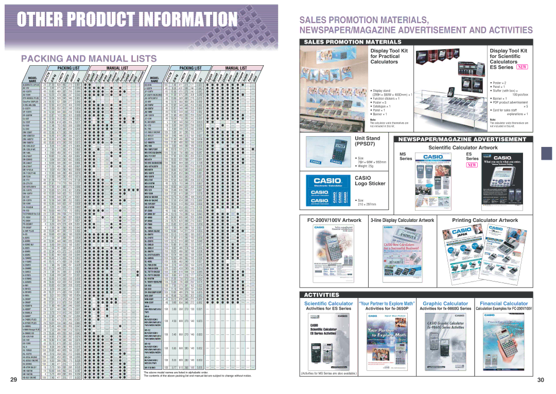 Casio HR150TM specifications Sales Promotion Materials 