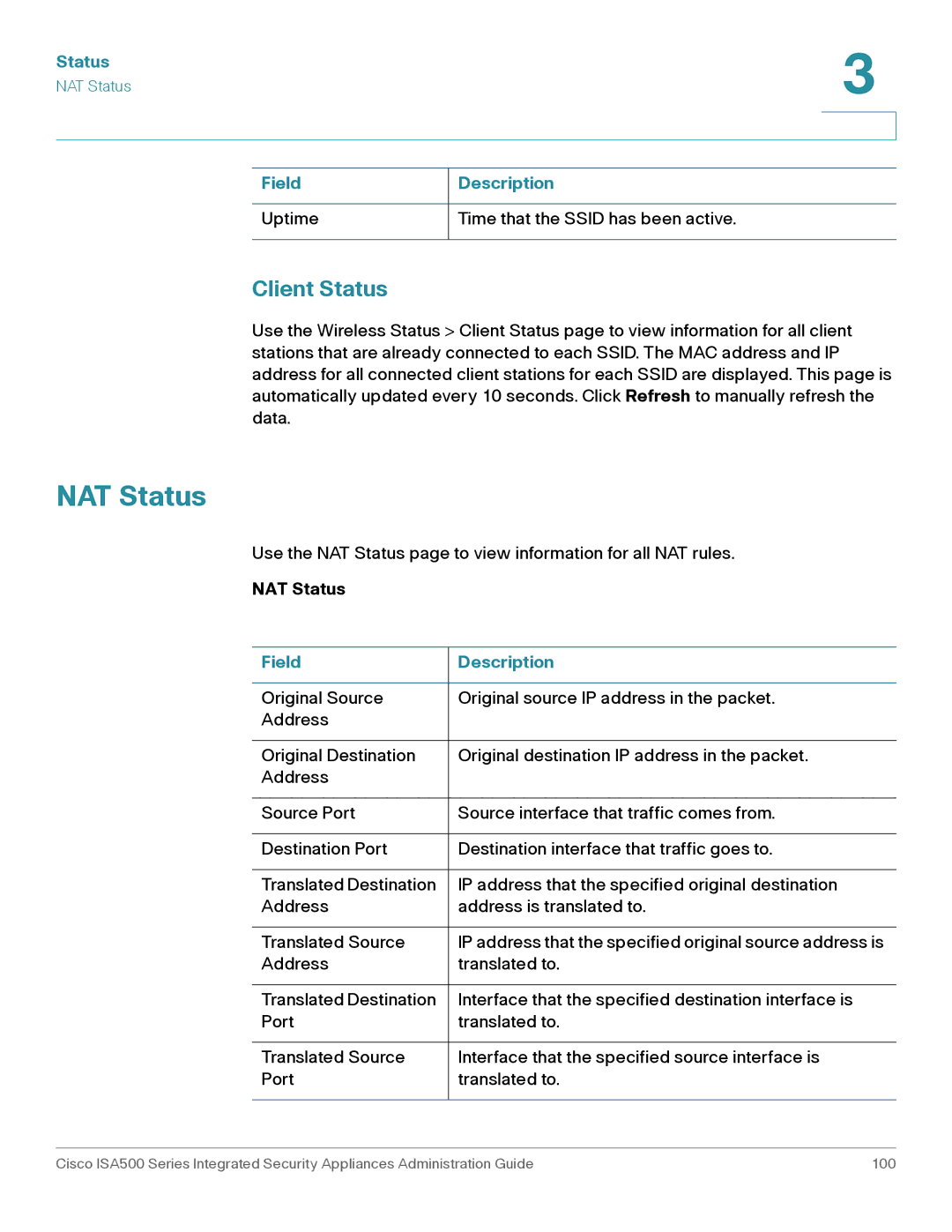 Casio ISA550WBUN3K9 manual NAT Status, Client Status 