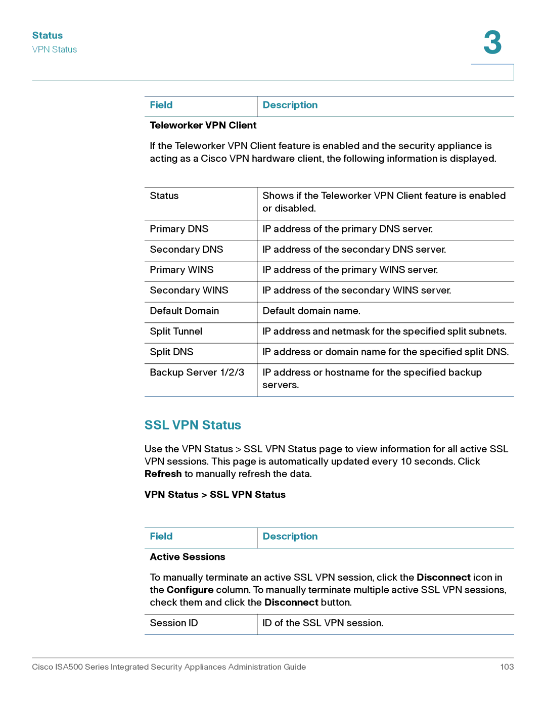 Casio ISA550WBUN3K9 manual Teleworker VPN Client, VPN Status SSL VPN Status 