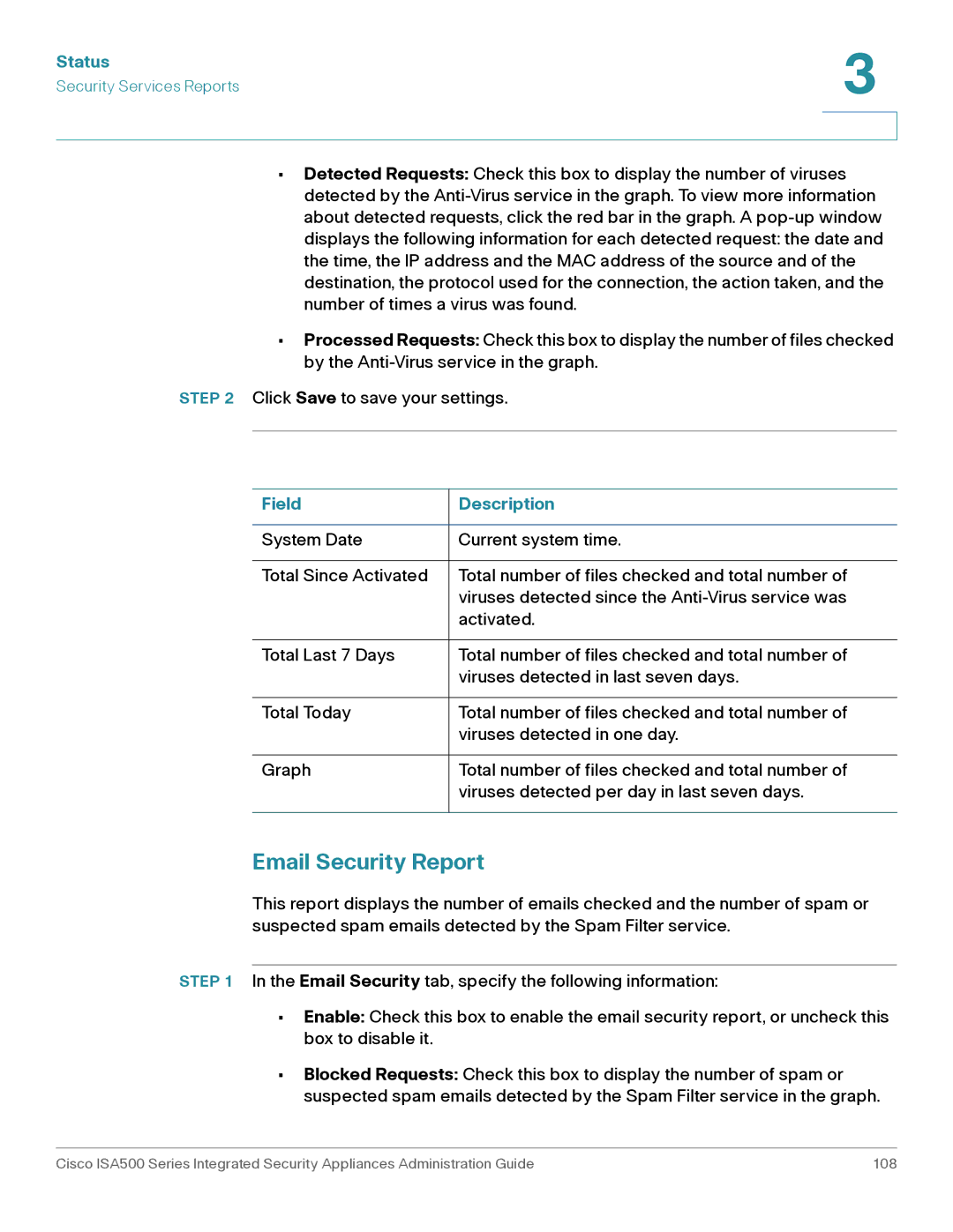 Casio ISA550WBUN3K9 manual Email Security Report 