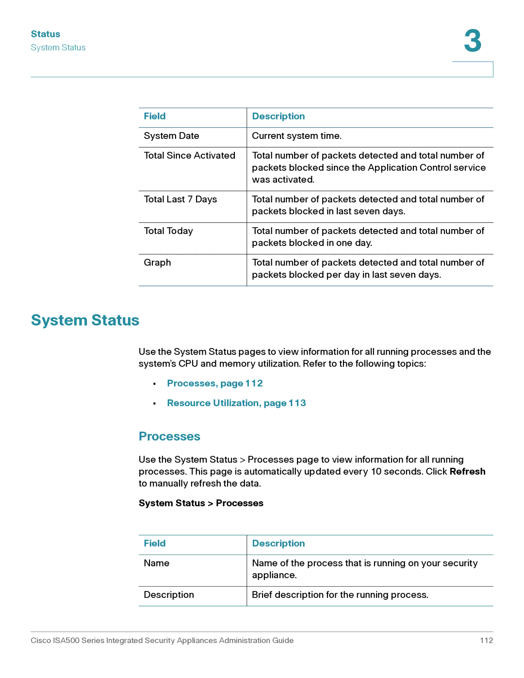 Casio ISA550WBUN3K9 manual Processes, Resource Utilization, System Status Processes 