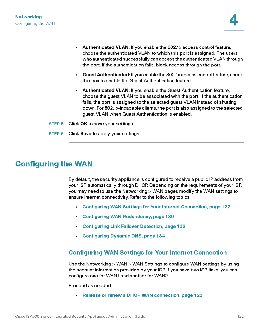 Casio ISA550WBUN3K9 manual Configuring the WAN, Configuring WAN Settings for Your Internet Connection 