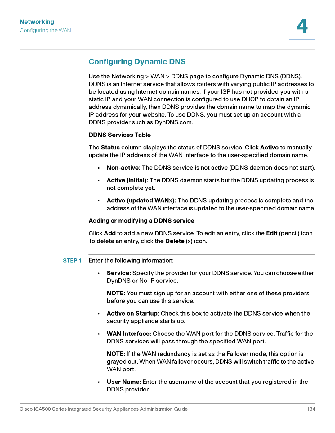 Casio ISA550WBUN3K9 manual Configuring Dynamic DNS, Ddns Services Table, Adding or modifying a Ddns service 