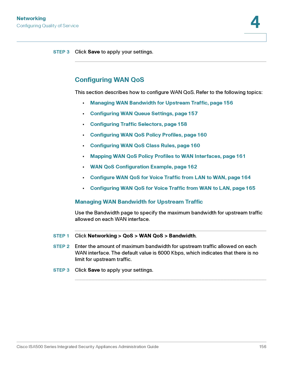 Casio ISA550WBUN3K9 manual Configuring WAN QoS, Managing WAN Bandwidth for Upstream Traffic 