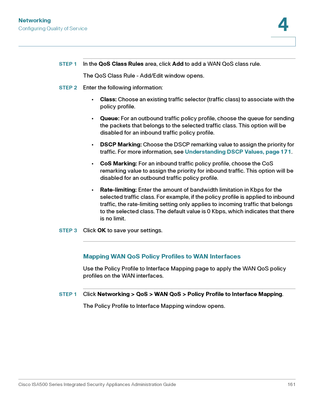 Casio ISA550WBUN3K9 manual Mapping WAN QoS Policy Profiles to WAN Interfaces 