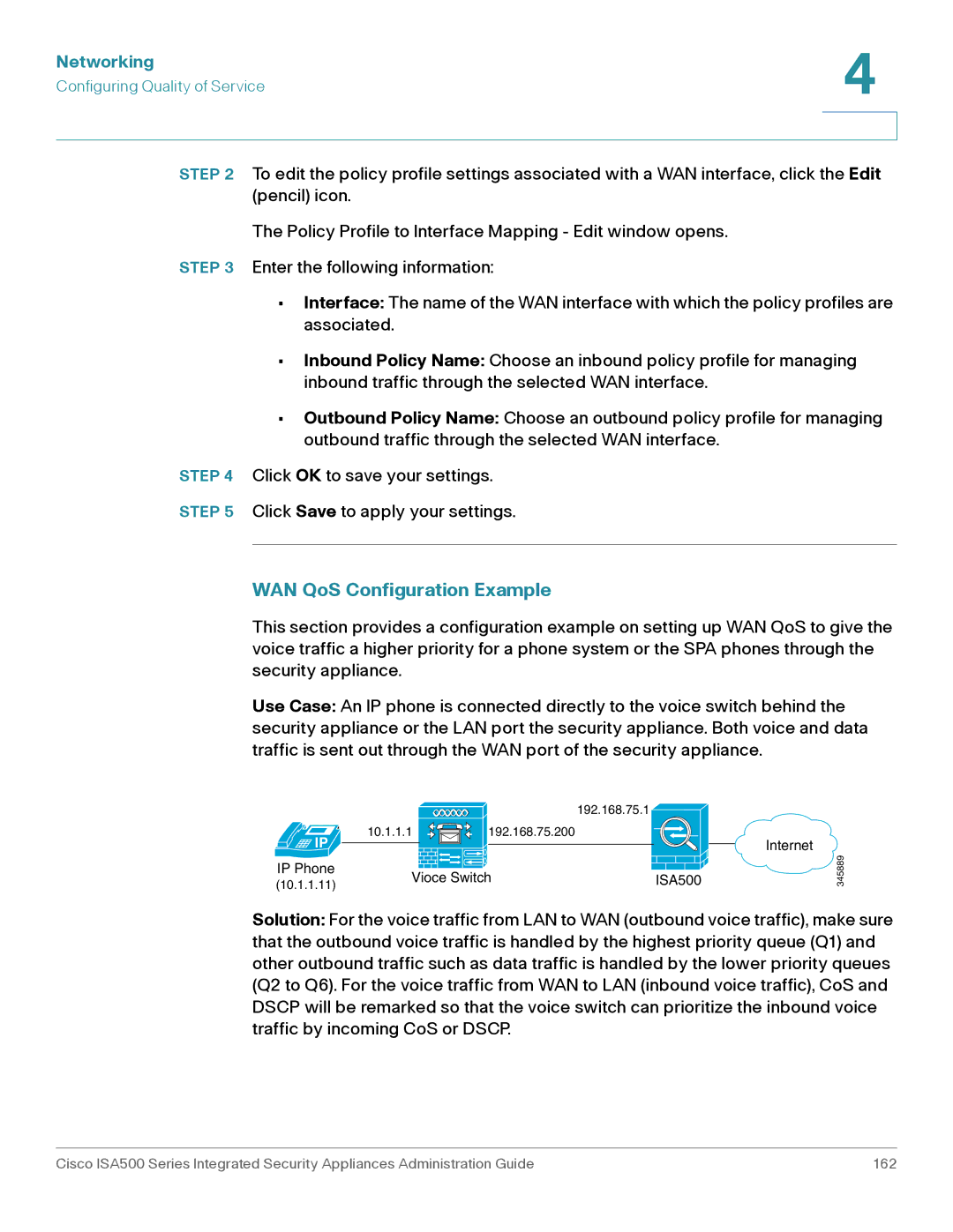 Casio ISA550WBUN3K9 manual WAN QoS Configuration Example 