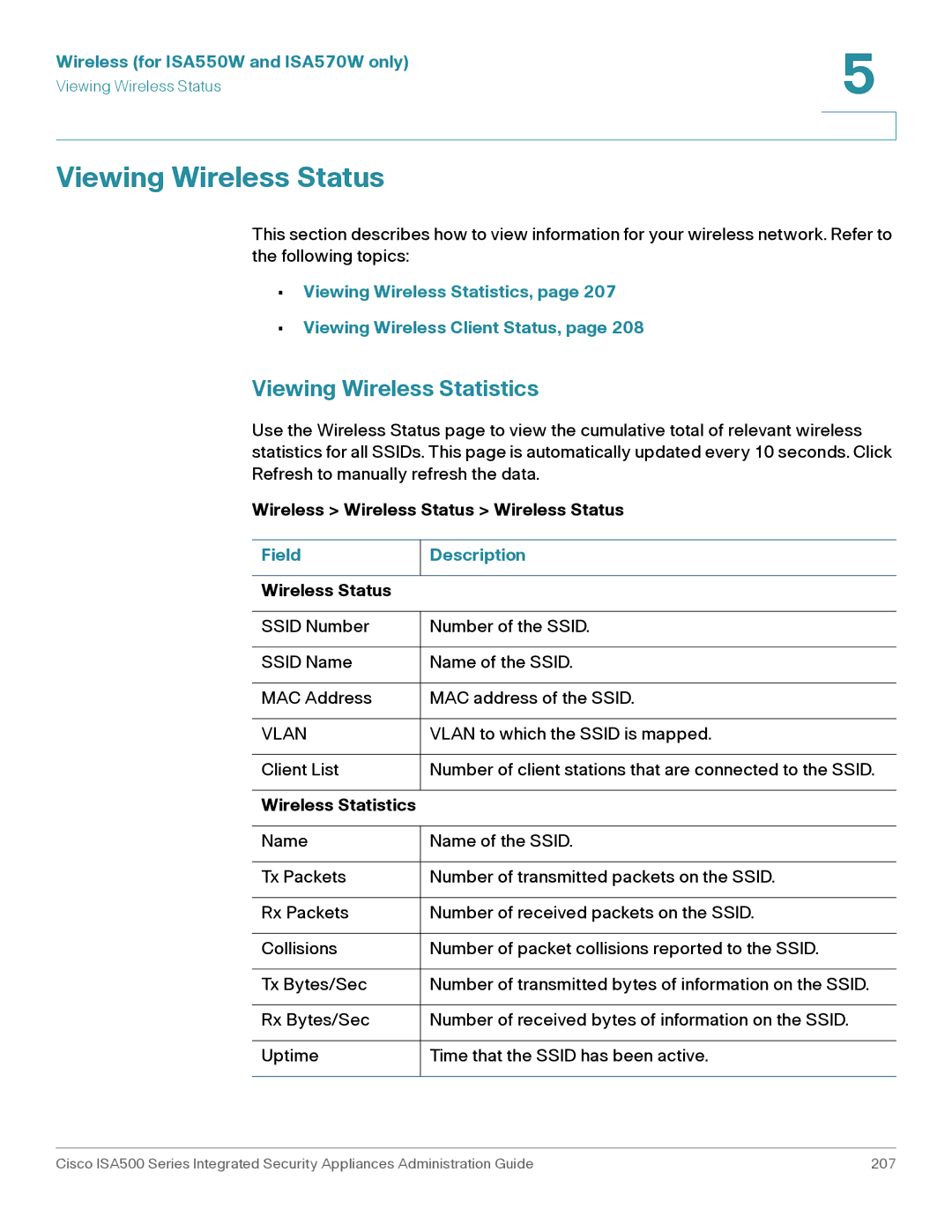 Casio ISA550WBUN3K9 manual Viewing Wireless Status, Viewing Wireless Statistics, Wireless for ISA550W and ISA570W only 