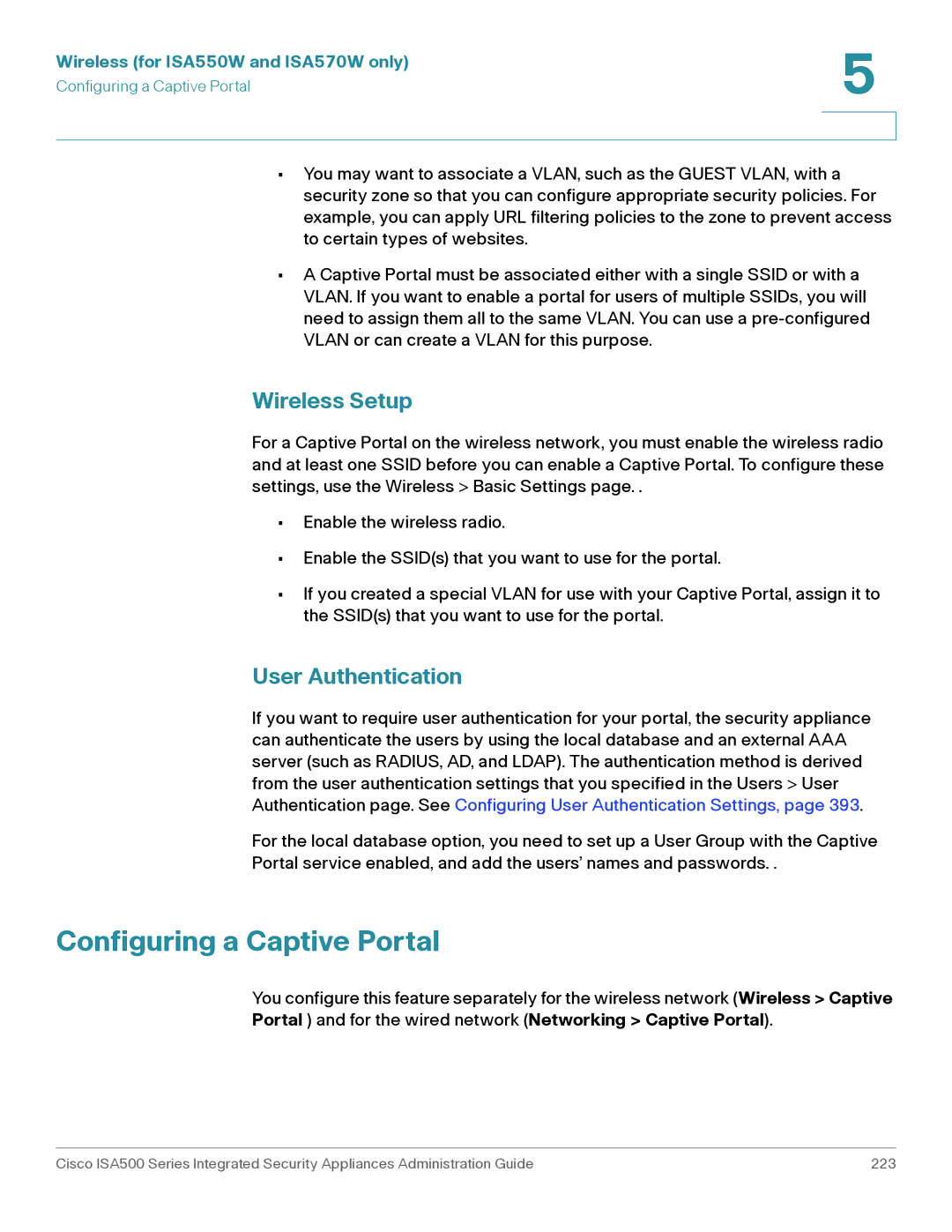 Casio ISA550WBUN3K9 manual Configuring a Captive Portal 