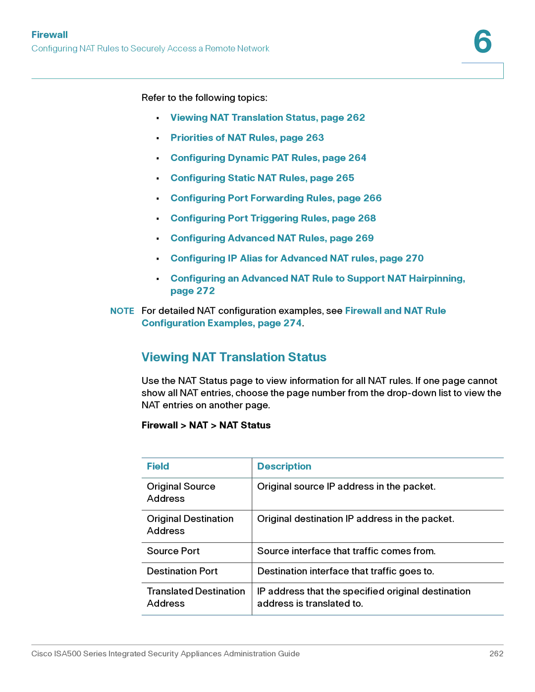 Casio ISA550WBUN3K9 manual Viewing NAT Translation Status, Firewall NAT NAT Status 