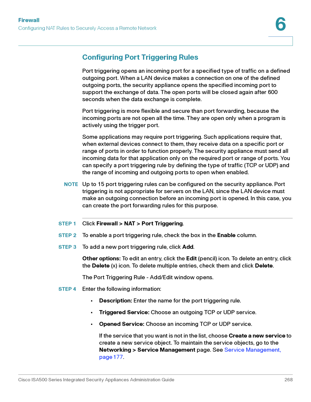 Casio ISA550WBUN3K9 manual Configuring Port Triggering Rules, Click Firewall NAT Port Triggering 