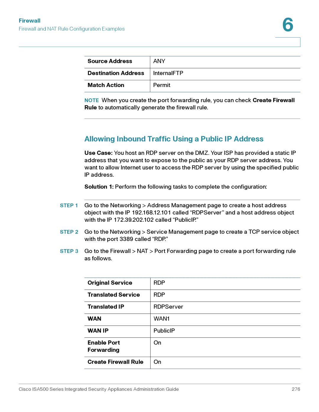 Casio ISA550WBUN3K9 Allowing Inbound Traffic Using a Public IP Address, Rdp, Translated IP RDPServer, WAN WAN1 WAN IP 