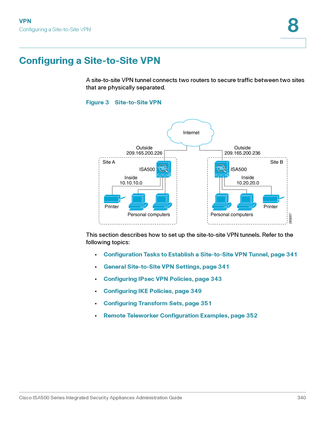 Casio ISA550WBUN3K9 manual Configuring a Site-to-Site VPN 