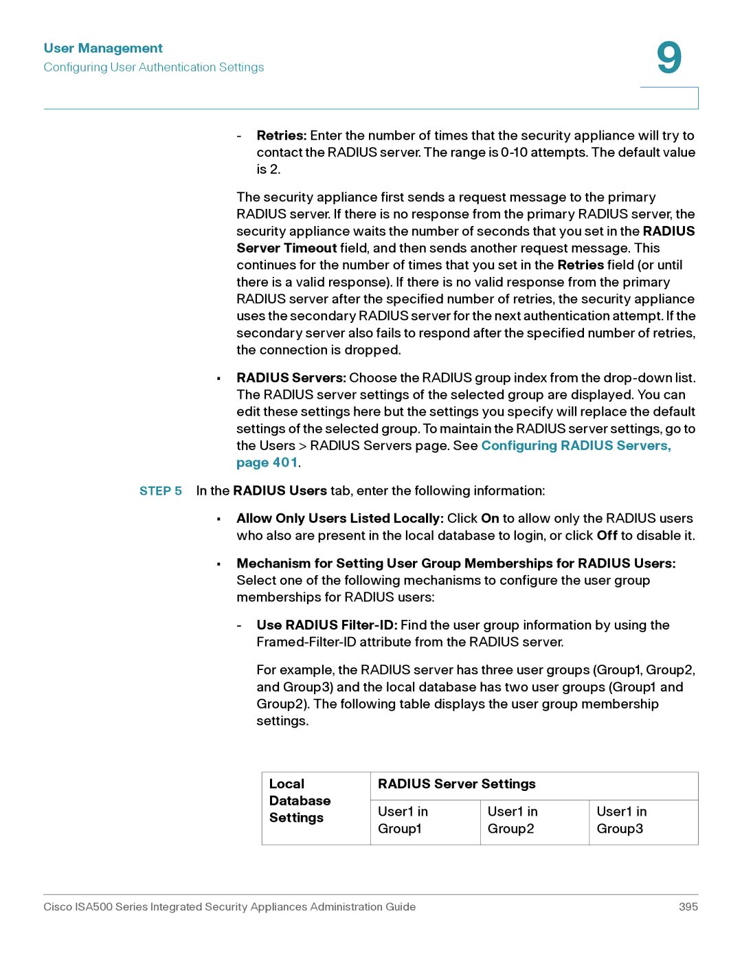 Casio ISA550WBUN3K9 manual Local Database Settings Radius Server Settings 