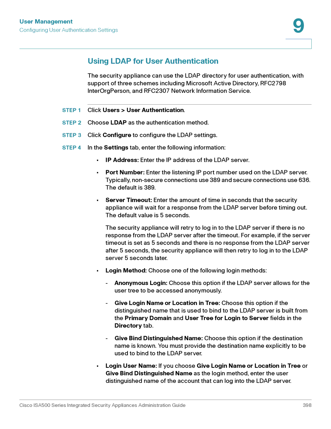 Casio ISA550WBUN3K9 manual Using Ldap for User Authentication 