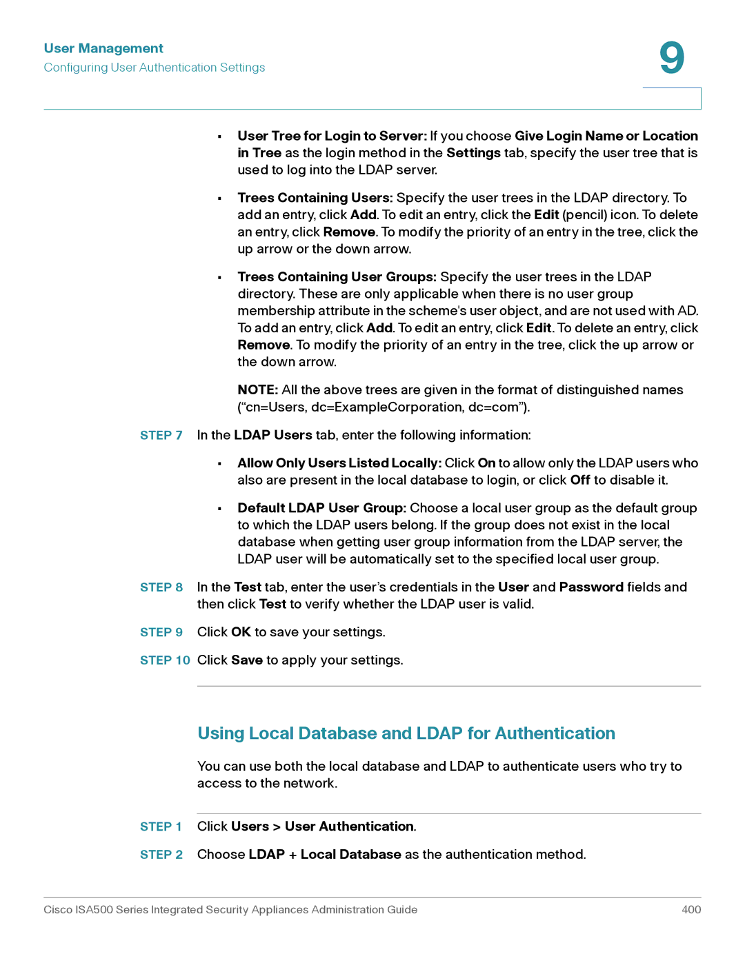 Casio ISA550WBUN3K9 manual Using Local Database and Ldap for Authentication 