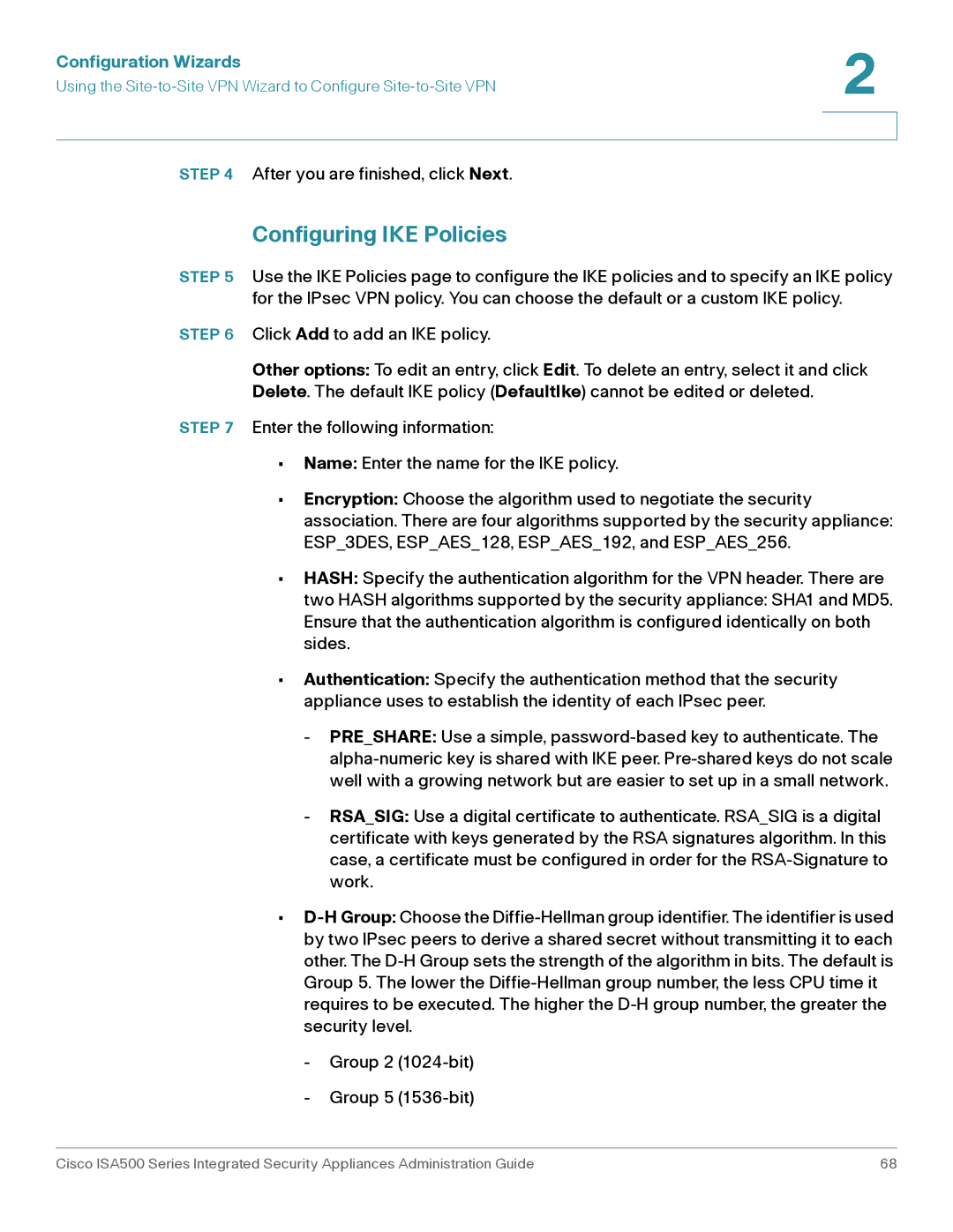 Casio ISA550WBUN3K9 manual Configuring IKE Policies 