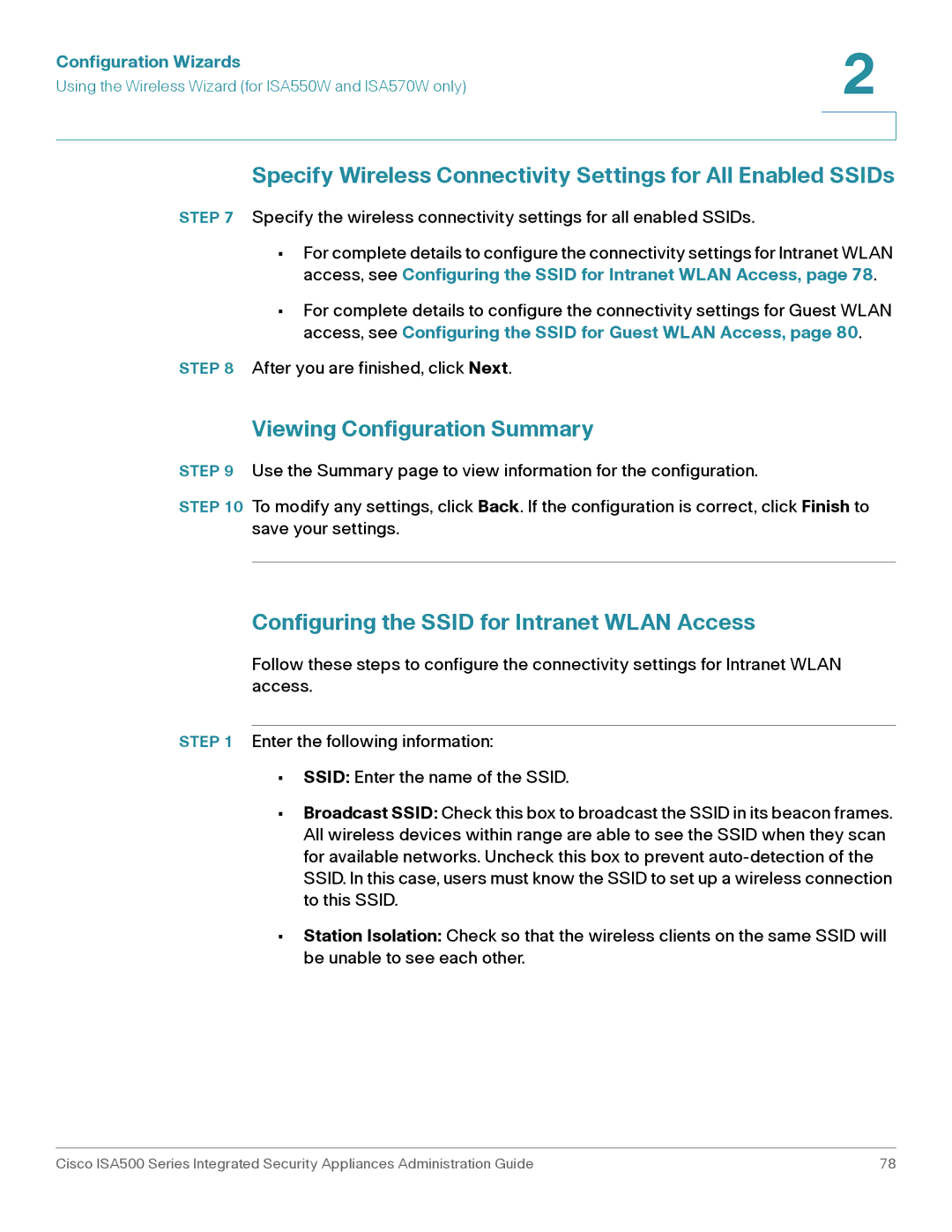 Casio ISA550WBUN3K9 manual Specify Wireless Connectivity Settings for All Enabled SSIDs 