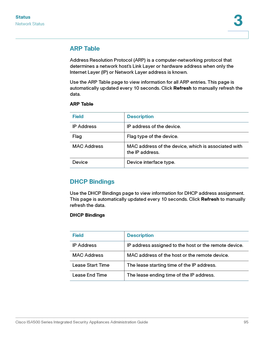 Casio ISA550WBUN3K9 manual ARP Table, Dhcp Bindings 