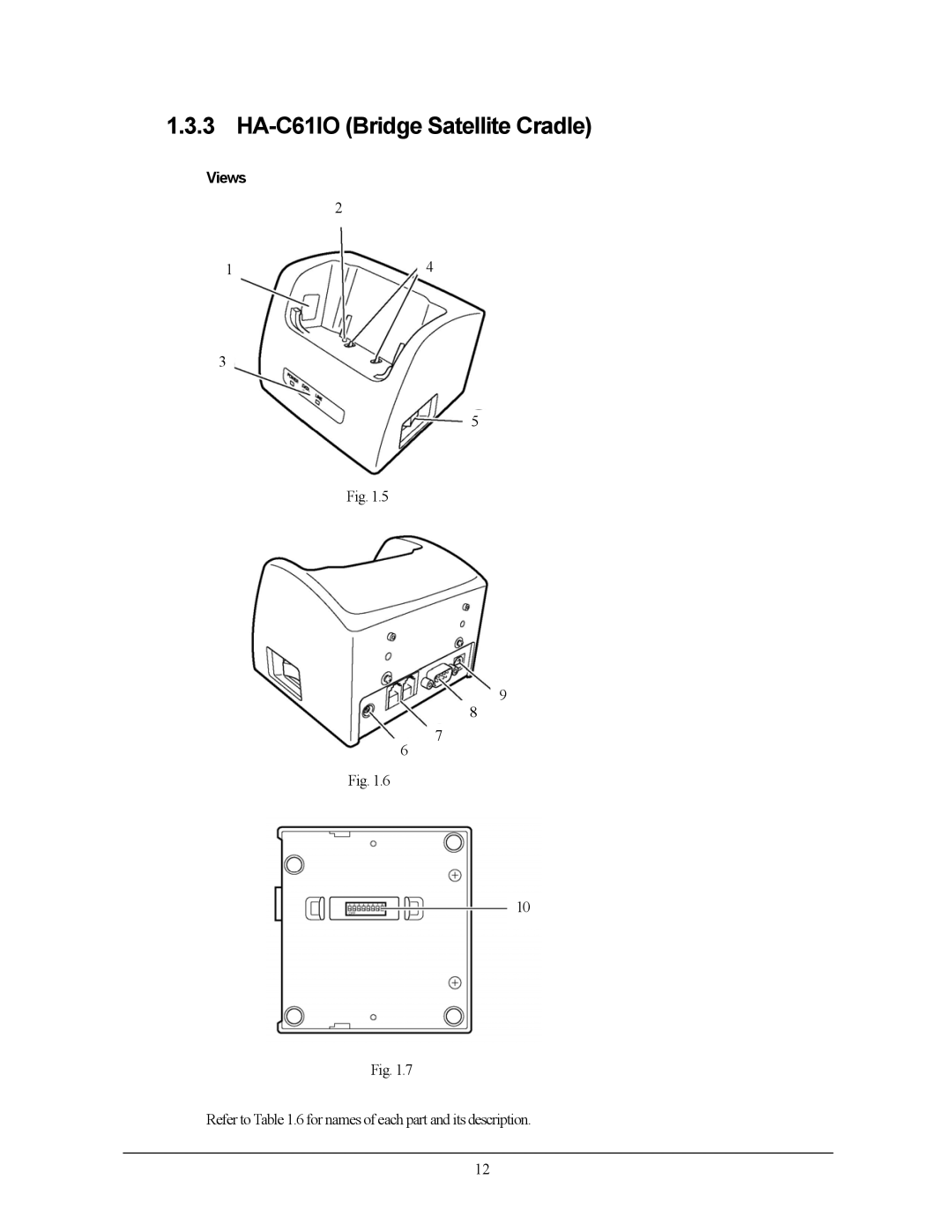 Casio IT-10M20, 10M30BR manual HA-C61IO Bridge Satellite Cradle, Views 