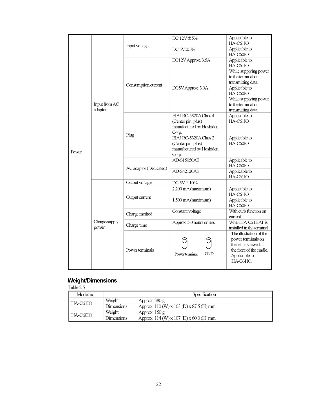 Casio IT-10M20, 10M30BR manual Weight/Dimensions 